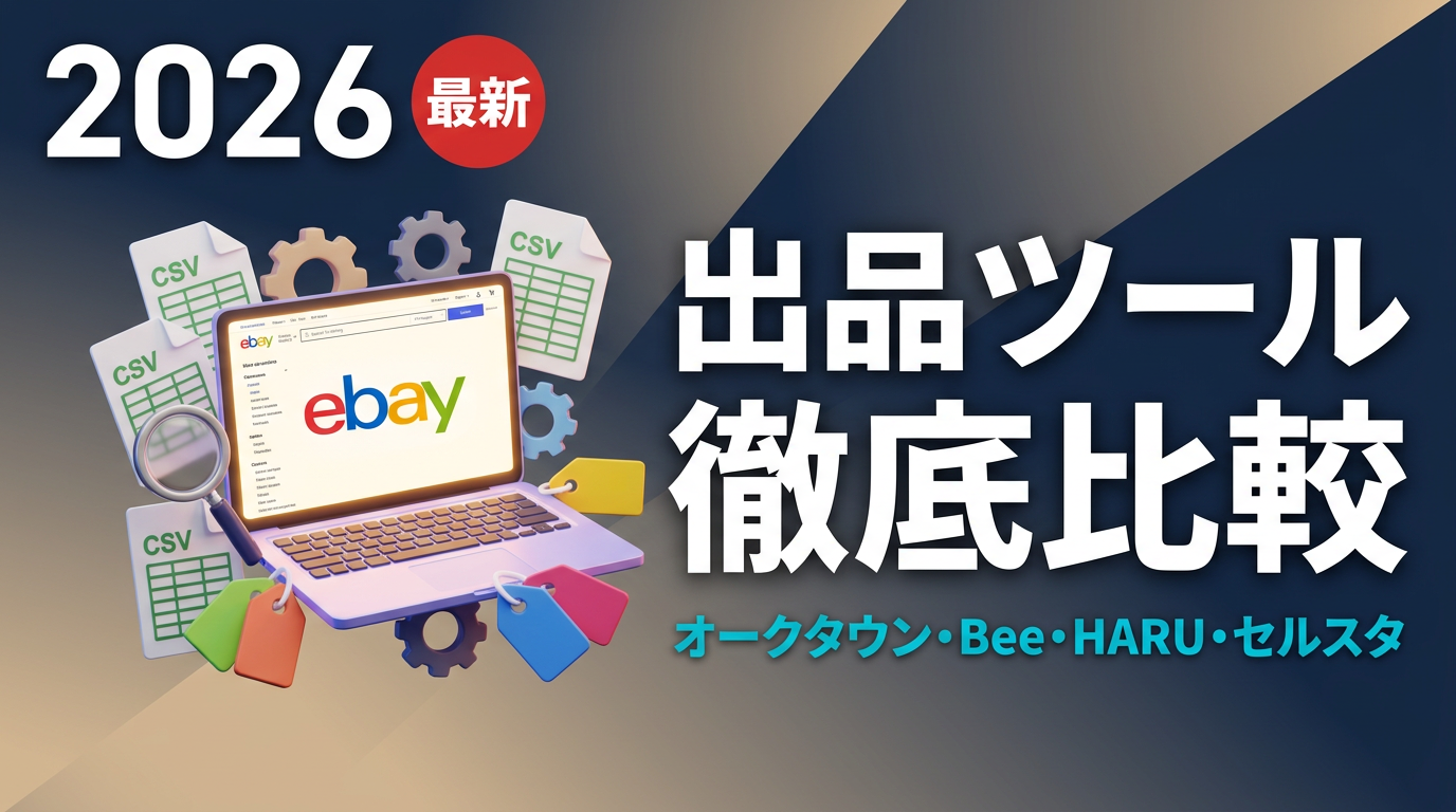 【2026年版】eBay出品ツールおすすめ比較|オークタウン・Bee・HARU・セルスタ等の機能と料金
