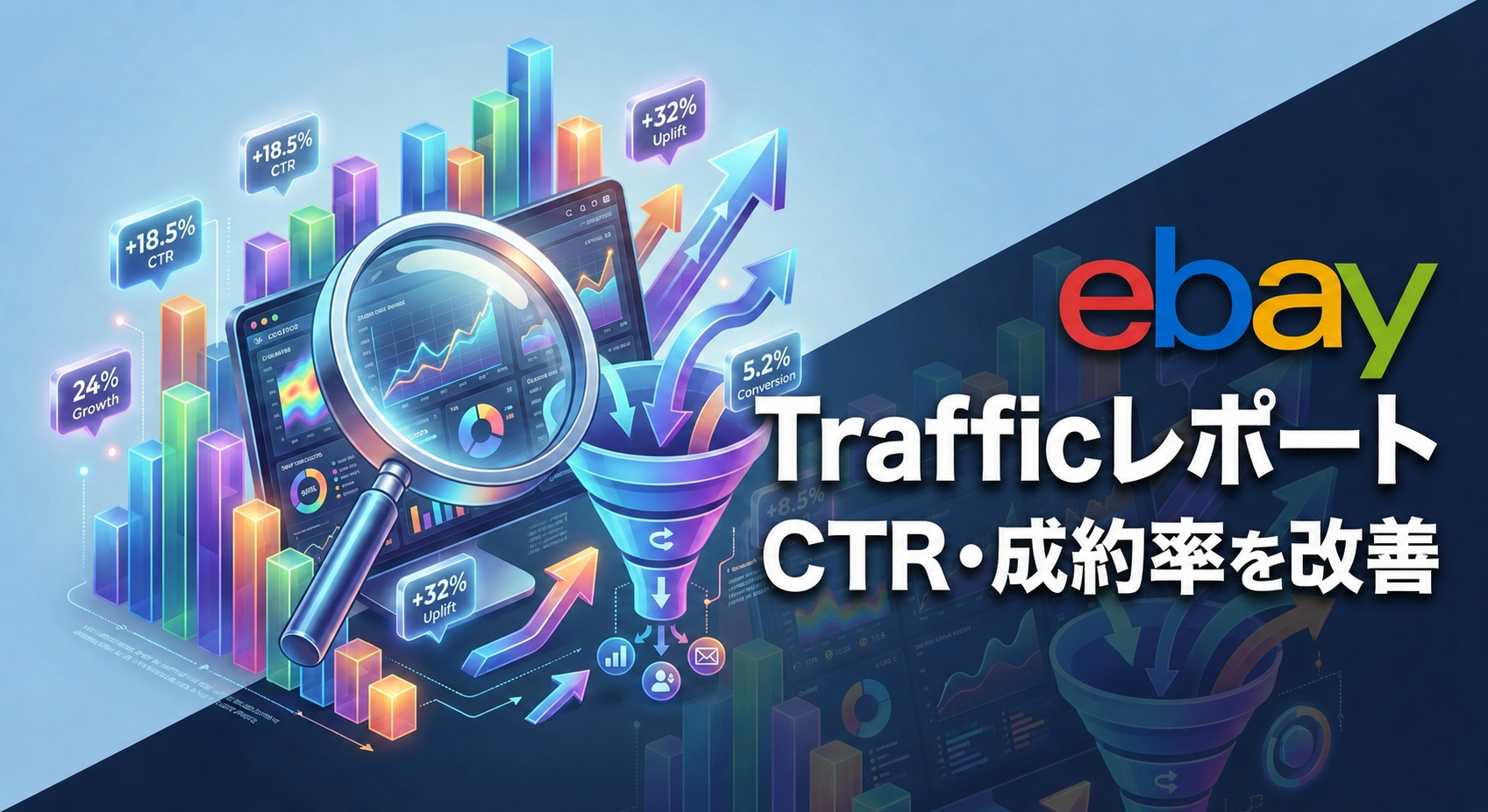 eBay Seller Hub Trafficレポートの見方|インプレッション・CTR・成約率の改善方法